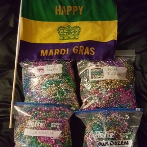Mardi Gras beads & flag package.